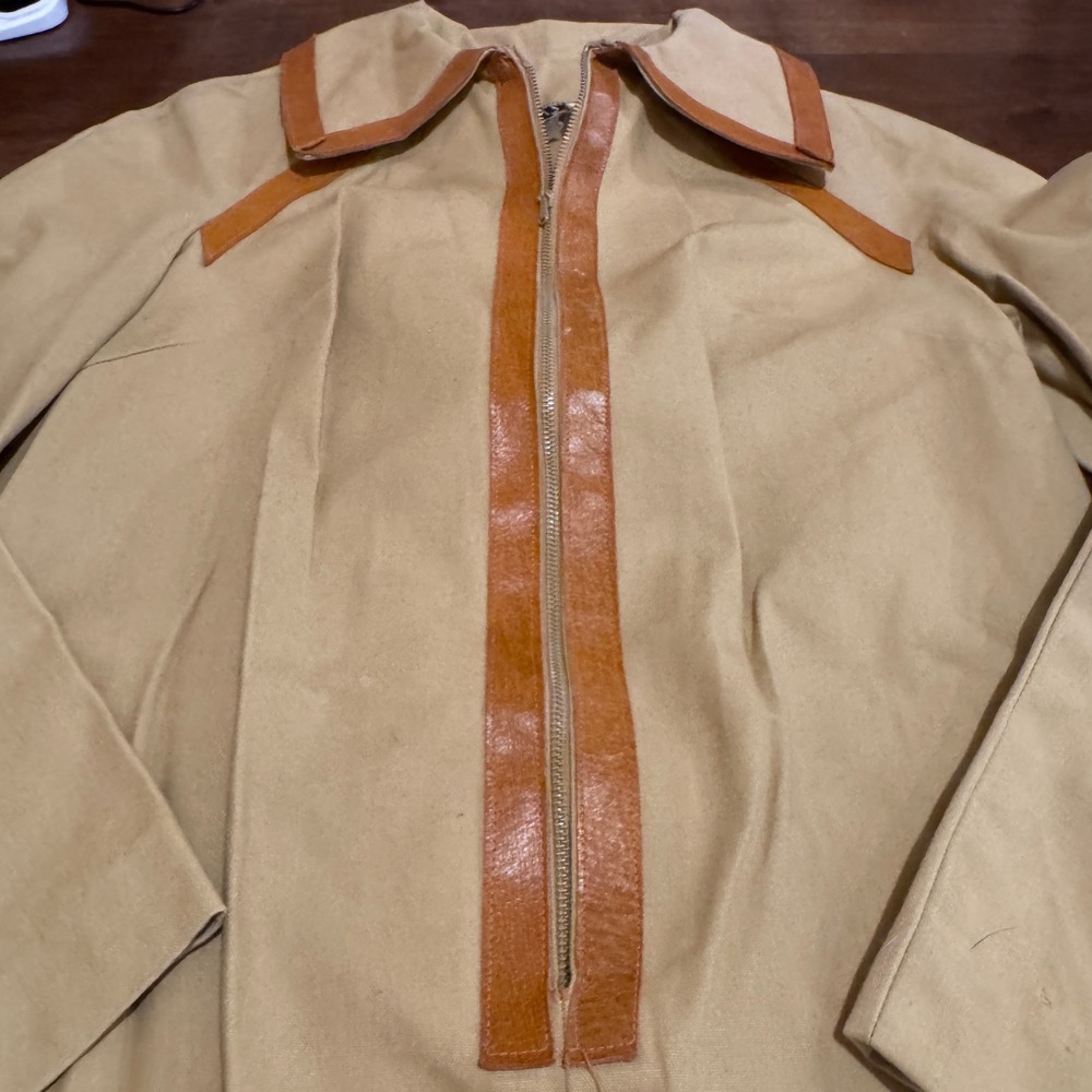 Vintage 60s John Marks London Mod Raincoat Canvas Leather Trim 1/2 Zip A-Line 10 - Picture 2 of 8